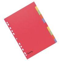 Lyreco Assorted Bright Colour A4 10 Part Dividers 240gsm