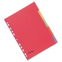 Lyreco Assorted Bright Colour A4 5 Part Dividers 240gsm