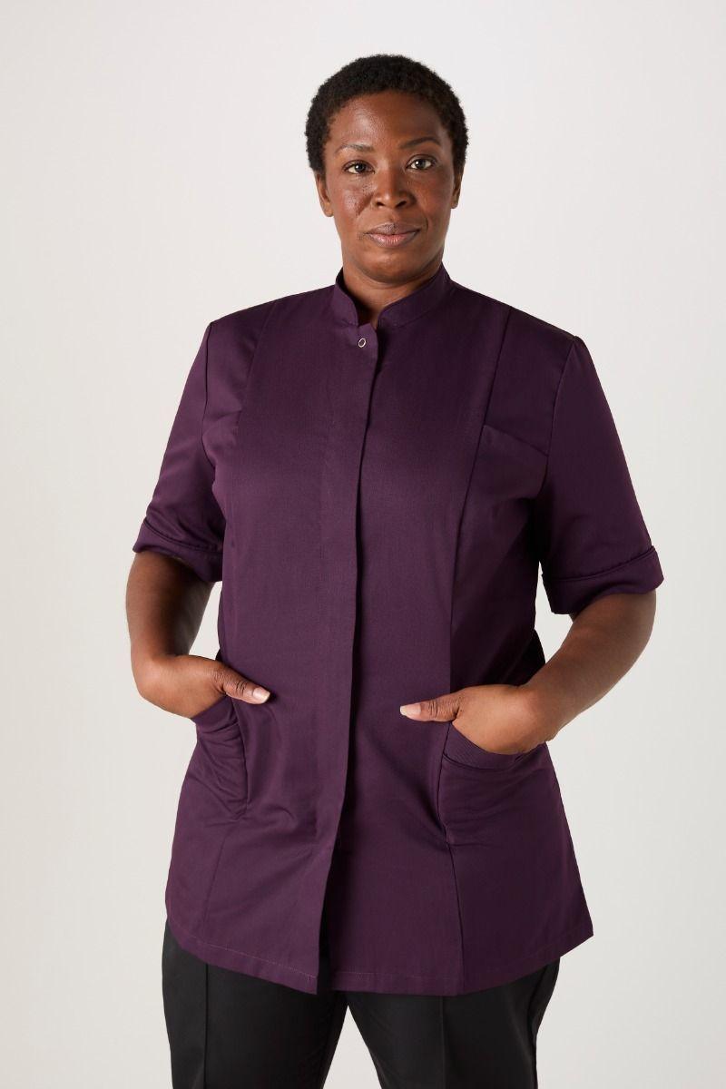 Plum Tunic with Mandarin Collar + Pockets