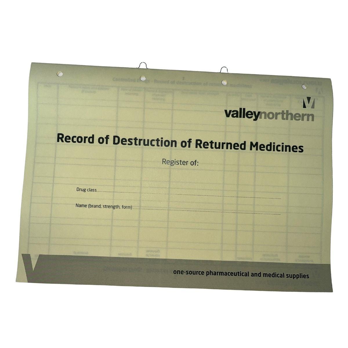 Return of Drugs Register Insert Books