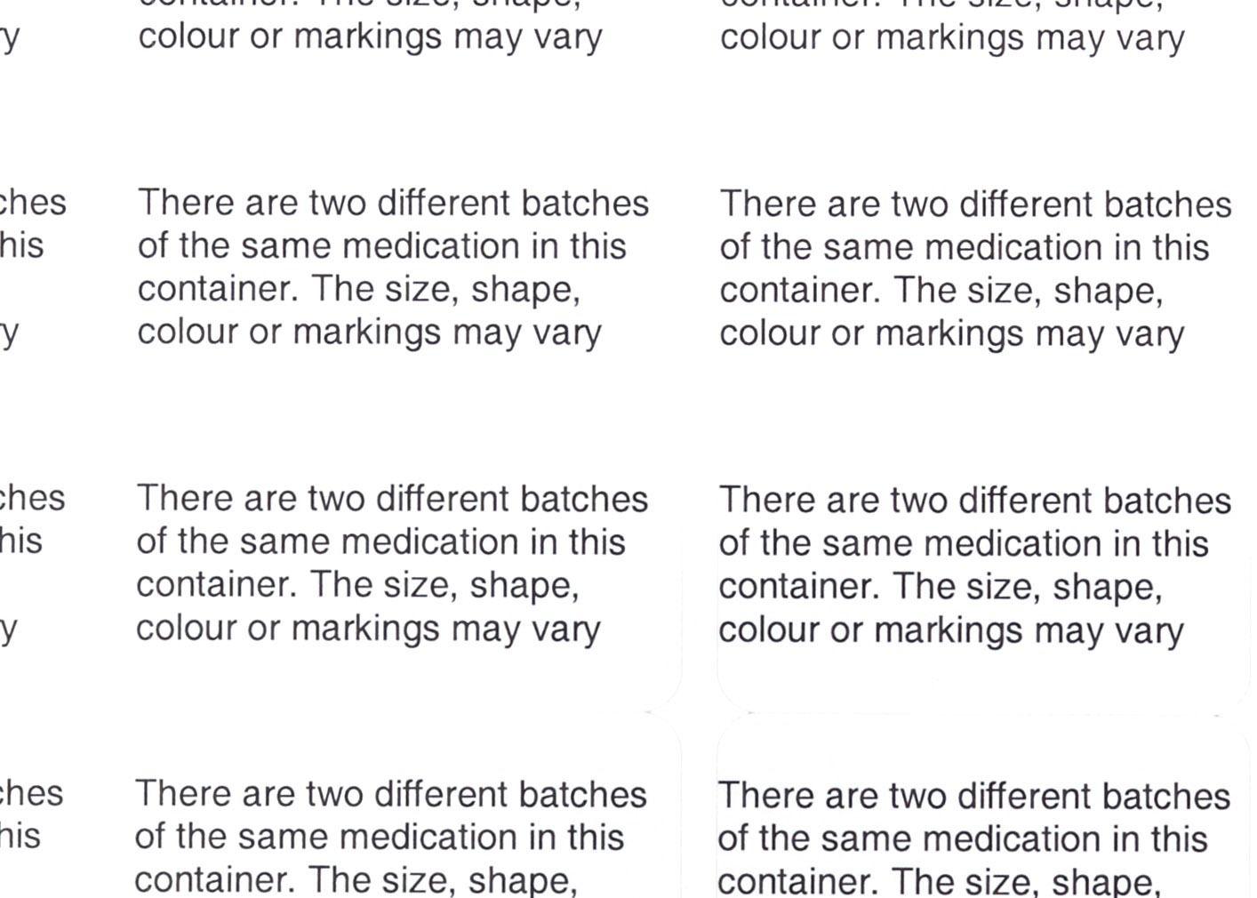 BMVL Status Batch May Vary Labels