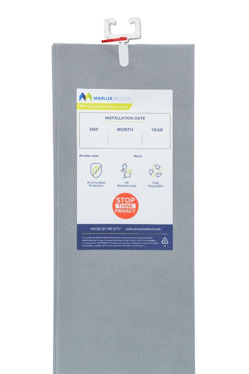 Marlux Cubicle Curtain 7200mm x 1950mm Dove Grey External Hanging (Fast-Fit) 8s