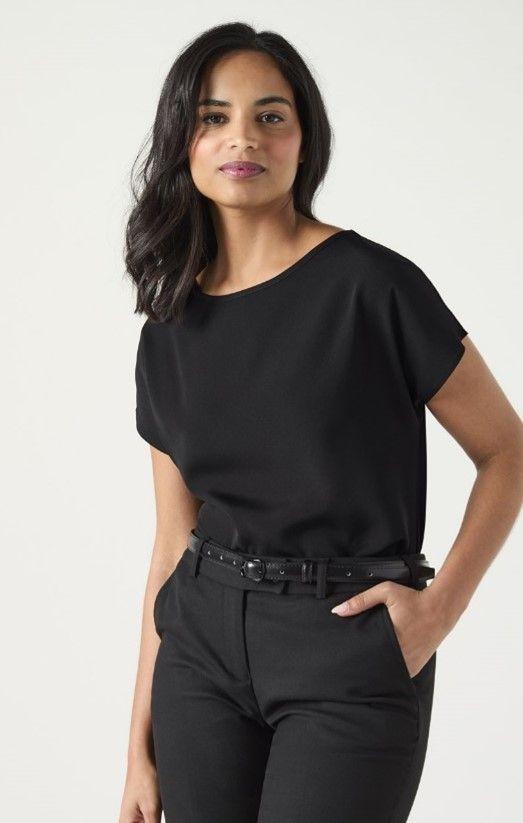 Black Slash Neck Blouse