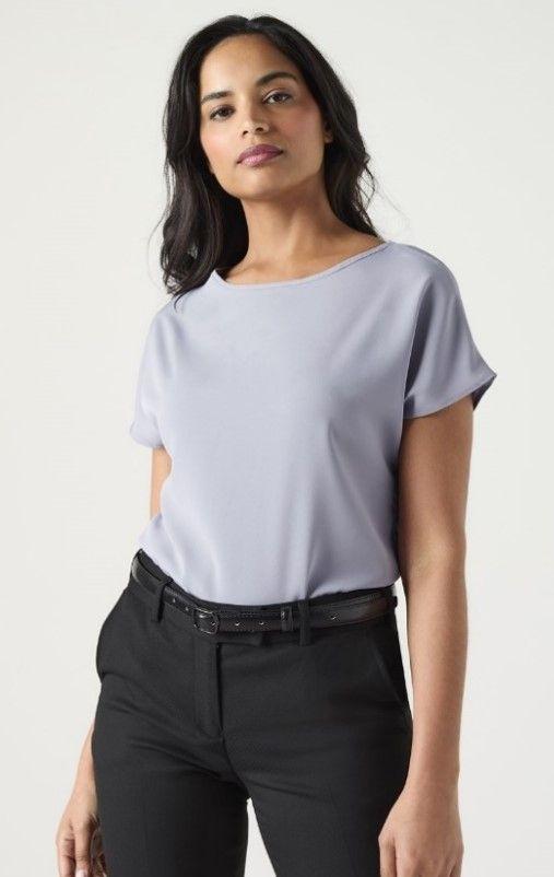 Pale Grey Slash Neck Blouse