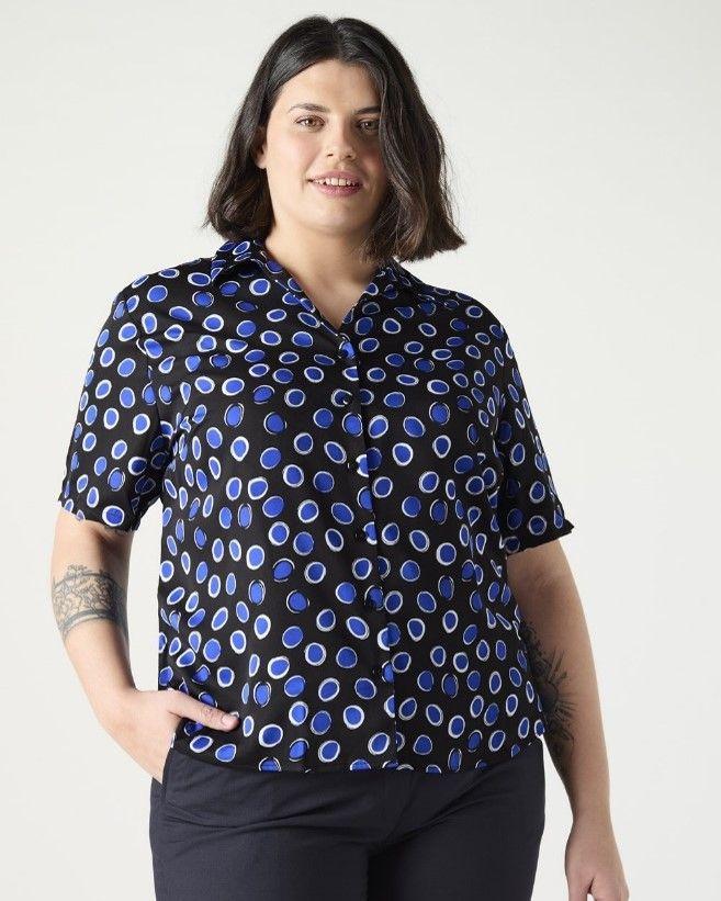 Blu Circle SemiFitted Open Collar Blouse