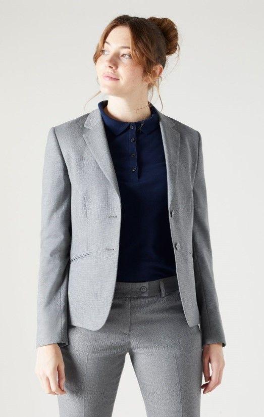 L Grey Contemporary Two Button Jacket R