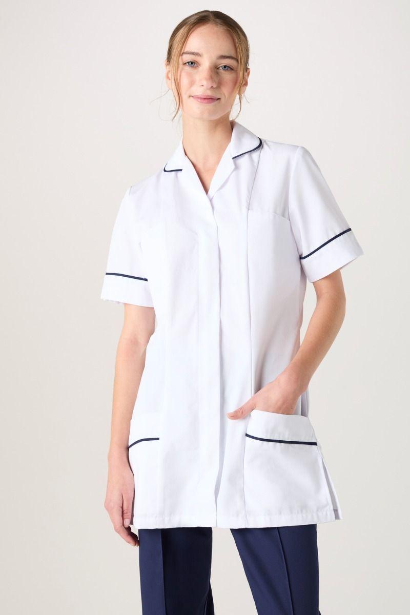 White and Navy Healthcare Tunic