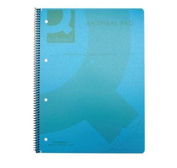 Q-Connect Spiral Bound Polypropylene Notebook 160 Pages A4 Blue (5 Pack) KF10037