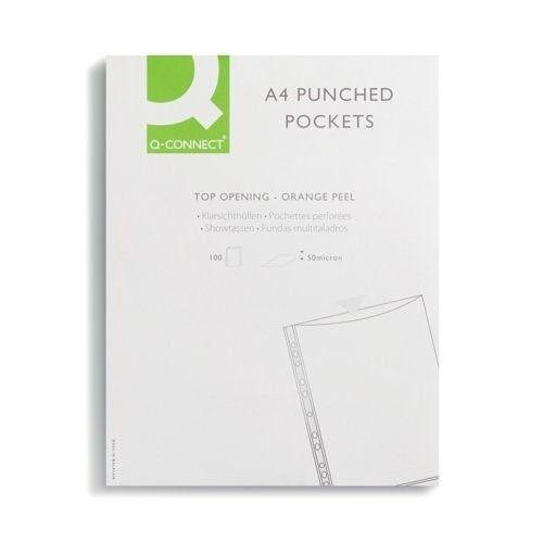 882 - Q-Connect Punched Pocket A4 50micron Pack of 100 KF24001