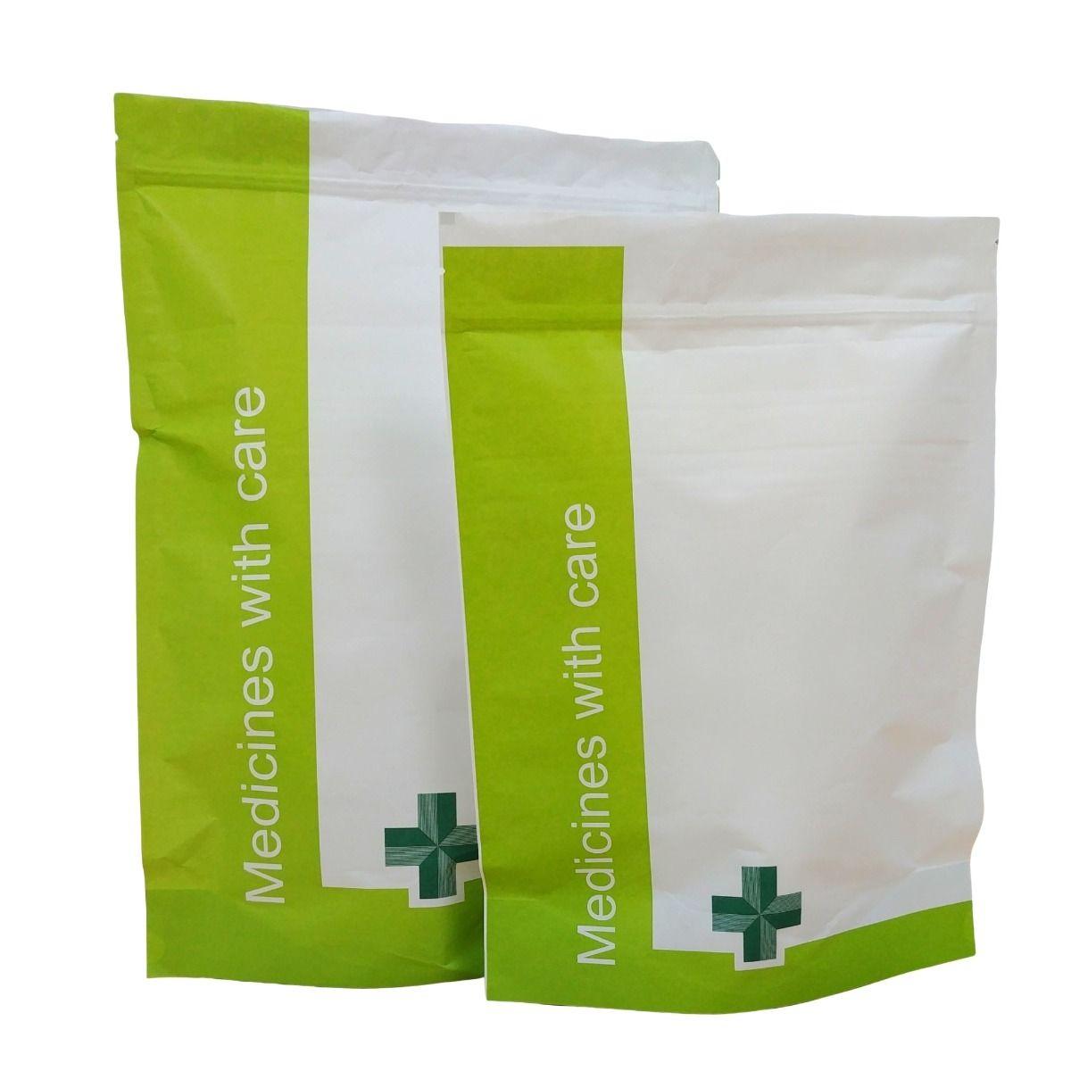 Paper 279x203x76mm Medicine With Care Grip Seal Bags