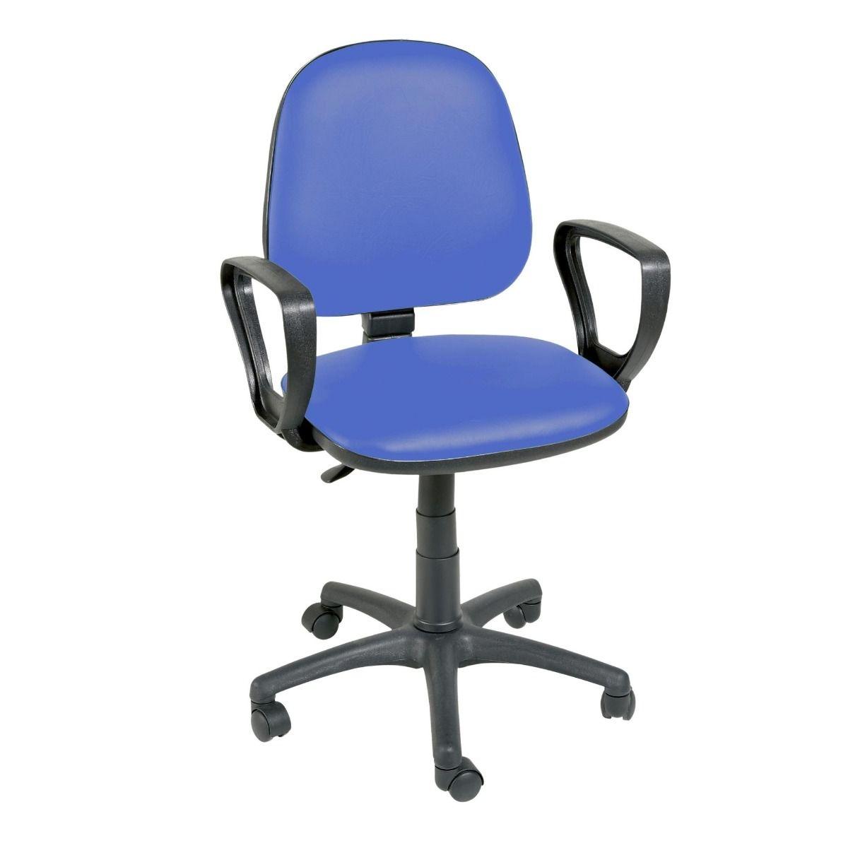 Gas-lift Chair with Arms Antibacterial Vinyl - MID BLUE