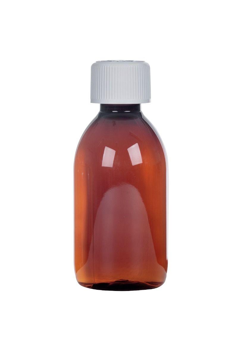 SIR200PET Pharmasafe Amber PET Ready Capped Bottles 200ml