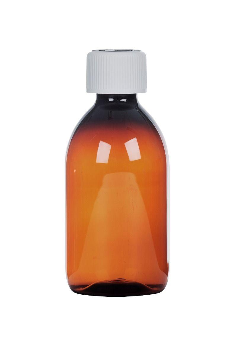 SIR250PET Pharmasafe Amber PET Ready Capped Bottles 250ml