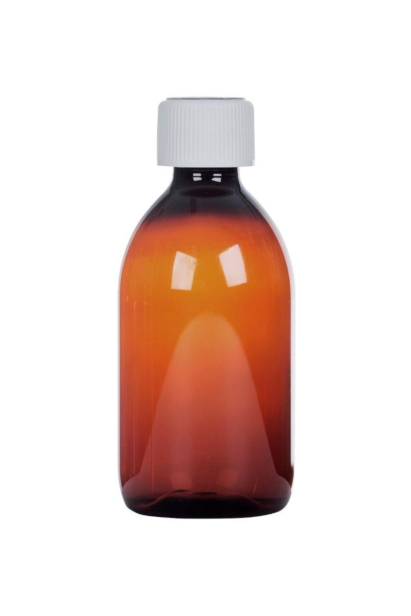 SIR300PET Pharmasafe Amber PET Ready Capped Bottles 300ml