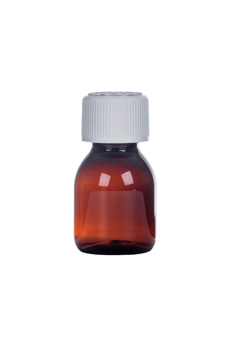 SIR60PET Pharmasafe Amber PET Ready-Capped Bottles 60ml