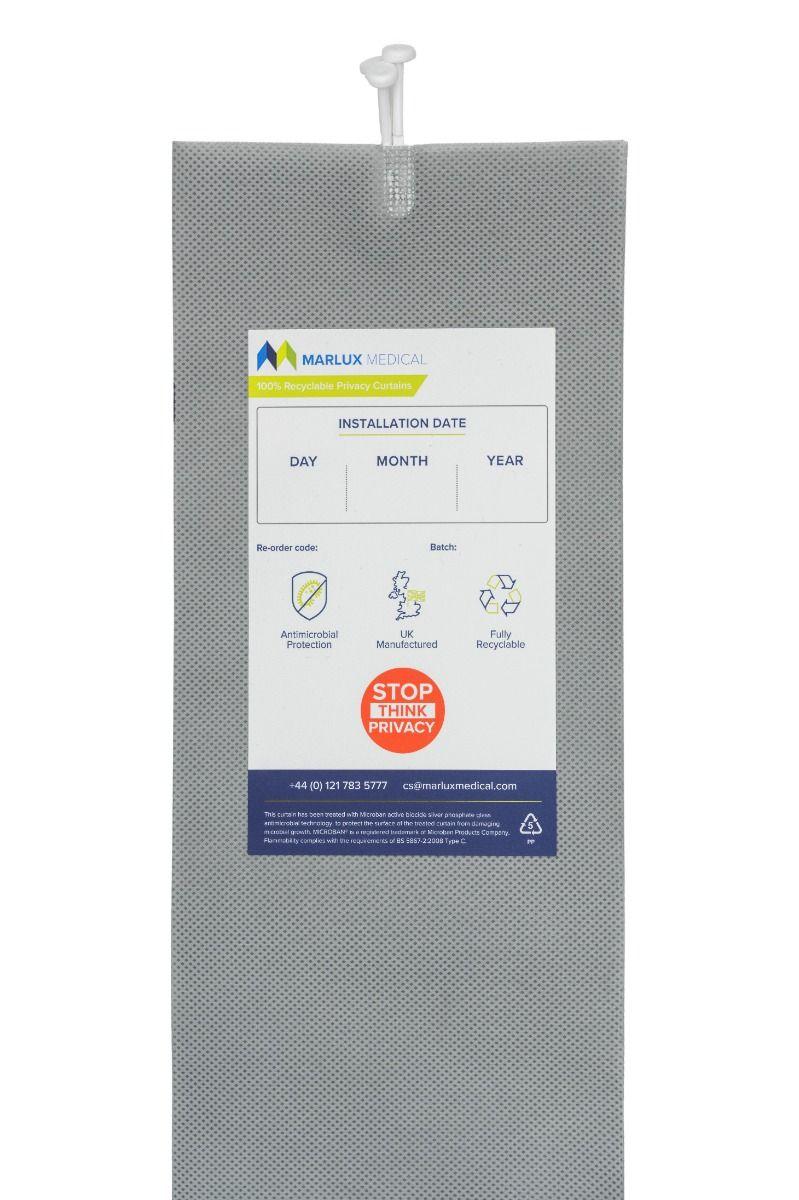 Marlux Cubicle Curtain 7200mm x 1950mm Dove Grey Internal Hanging (Uni-Glide) 8s