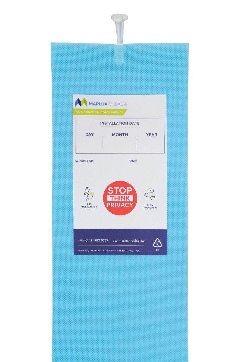 Marlux Cubicle Curtain 7200mm x 1950mm Pastel Blue Internal Hanging (Uni-Glide) 8s