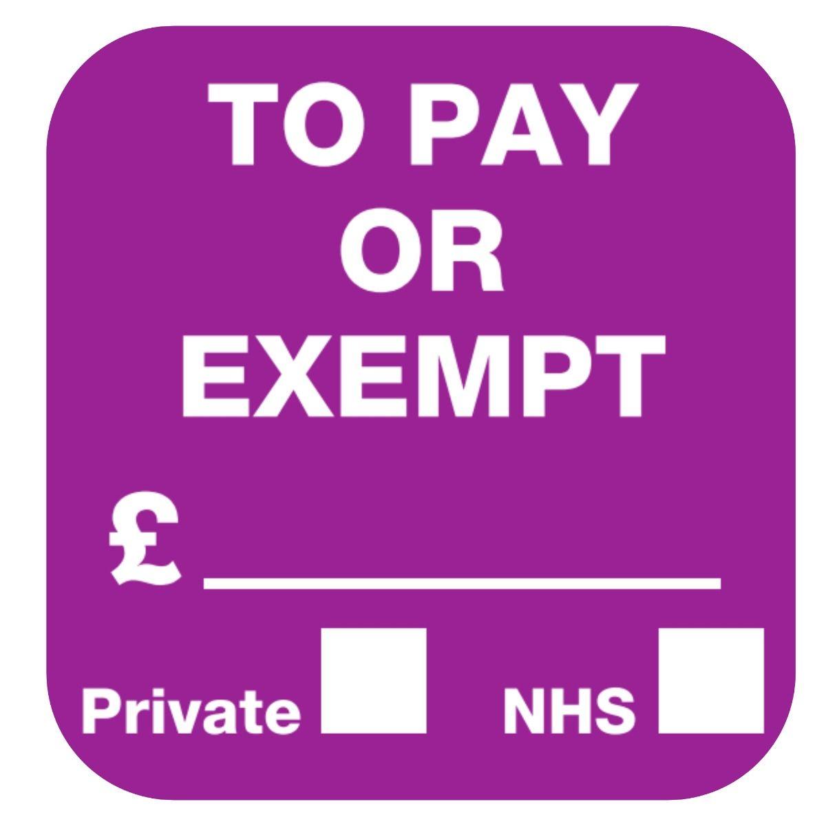Status To pay or exempt Labels 23x22mm
